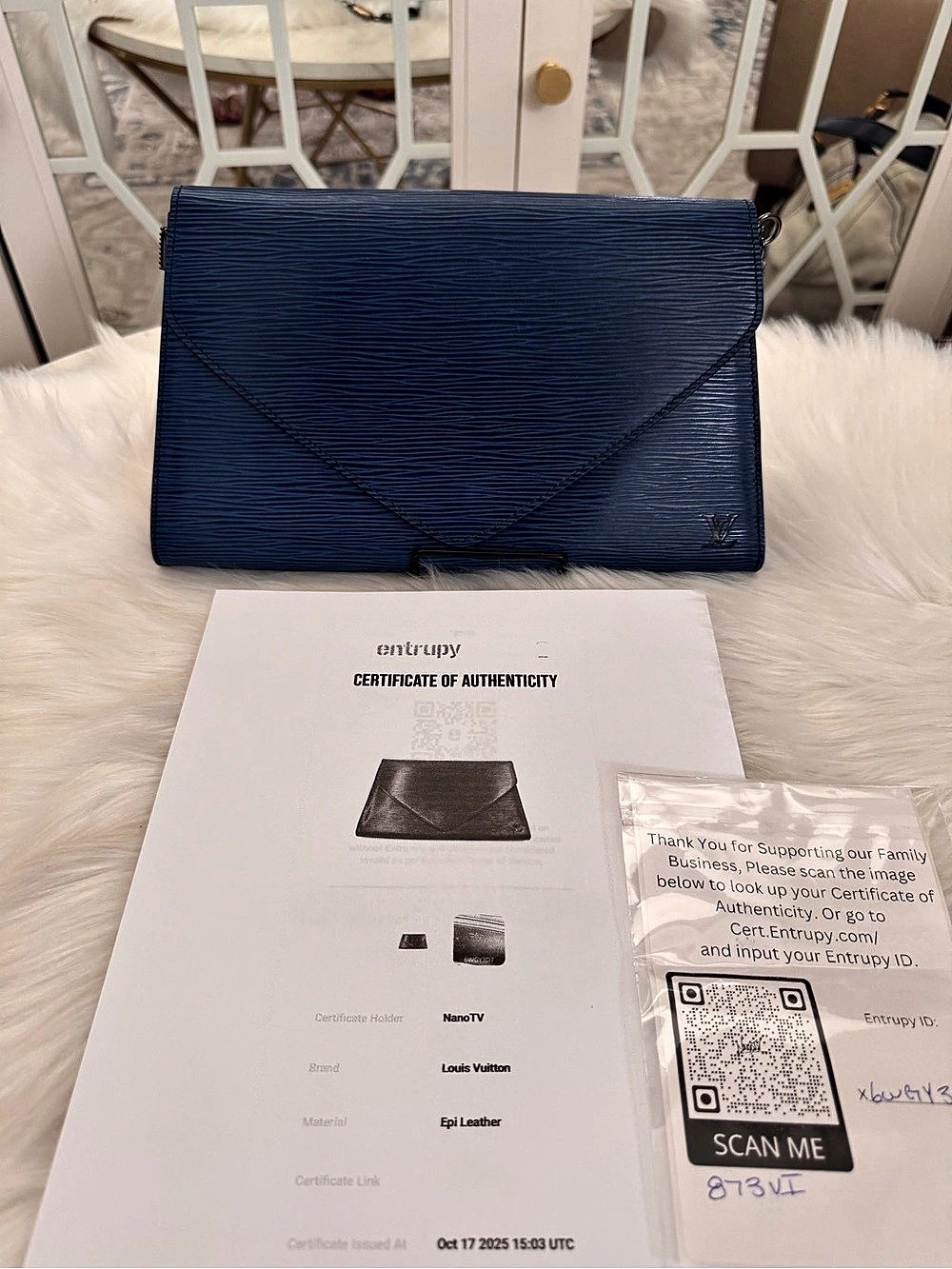 Louis Vuitton Epi Leather ART Deco Blue Clutch